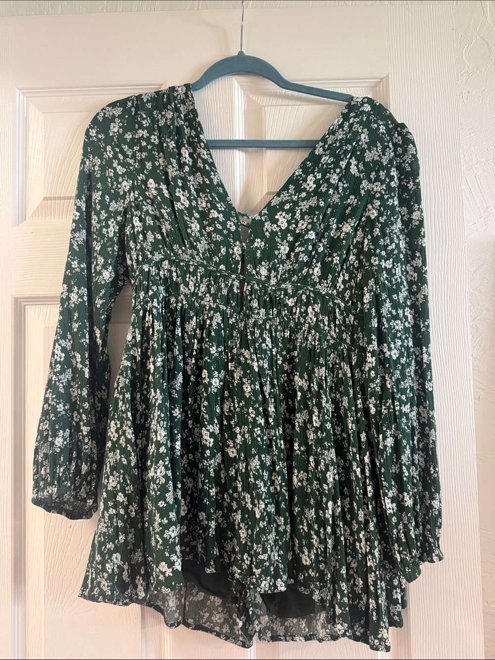 Lulu's Dark Green Floral V-Neck Romper